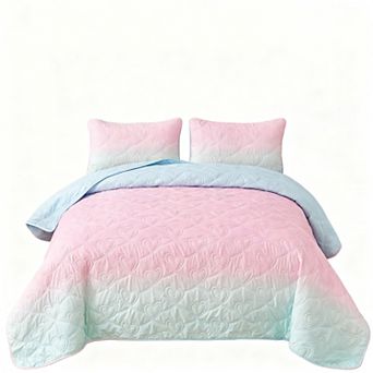 Gradient Reversible Bedspread Three-Piece Lightweight Set