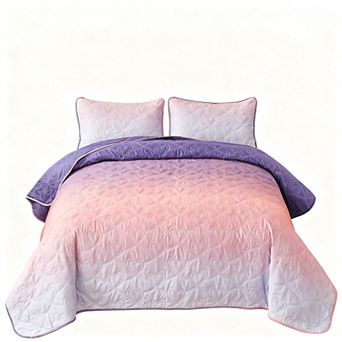 Gradient Reversible Bedspread Three-Piece Lightweight Set