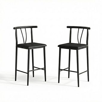 ANIXOL U Shape PU Iron Counter Height Barstools with Backrest