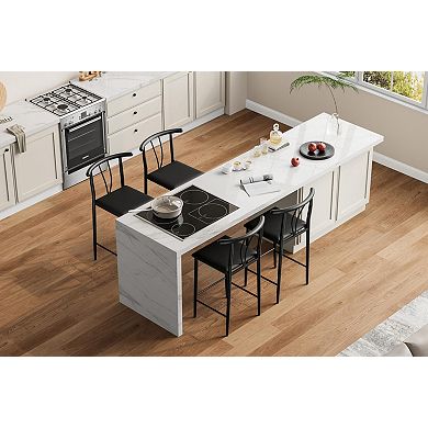 ANIXOL U Shape PU Iron Counter Height Barstools with Backrest