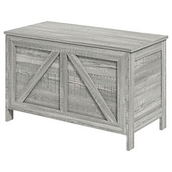 Flip-Top Wooden Storage Cabinet with Rustic Farmhouse Design for Entryway or Bedroom - Grey