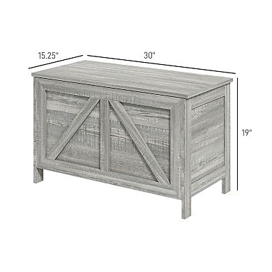 Flip-Top Wooden Storage Cabinet with Rustic Farmhouse Design for Entryway or Bedroom - Grey