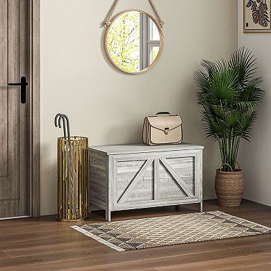 Flip-Top Wooden Storage Cabinet with Rustic Farmhouse Design for Entryway or Bedroom - Grey