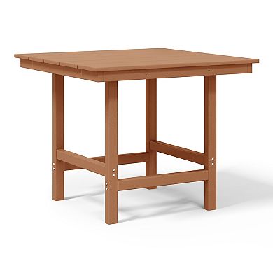 Outdoor HDPE 36" Square Patio Dining Table with Umbrella Hole