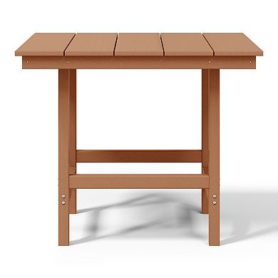 Outdoor HDPE 36" Square Patio Dining Table with Umbrella Hole