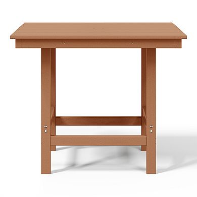 Outdoor HDPE 36" Square Patio Dining Table with Umbrella Hole