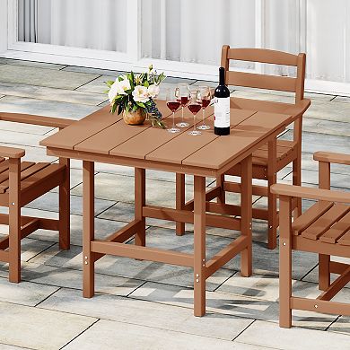 Outdoor HDPE 36" Square Patio Dining Table with Umbrella Hole