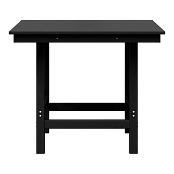 Outdoor HDPE 36" Square Patio Dining Table with Umbrella Hole