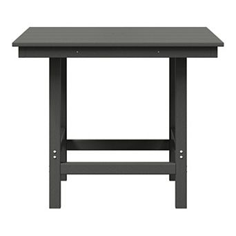 Outdoor HDPE 36" Square Patio Dining Table with Umbrella Hole