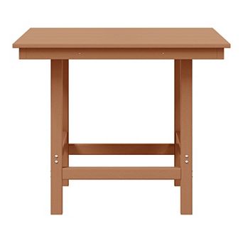 Outdoor HDPE 36" Square Patio Dining Table with Umbrella Hole