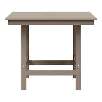 Outdoor HDPE 36" Square Patio Dining Table with Umbrella Hole
