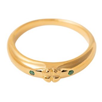 Belinda Jewelz 18k Gold Plated Vermeil Emerald Clover Dome Band Ring