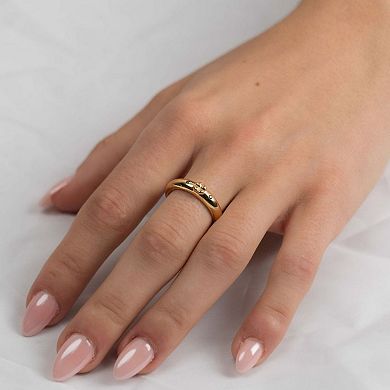 Belinda Jewelz 18k Gold Plated Vermeil Emerald Clover Dome Band Ring