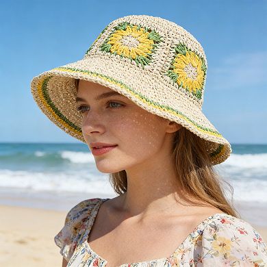 Women Bucket Hat Wide Brim Crochet Pattern Lightweight Casual Sun Hat