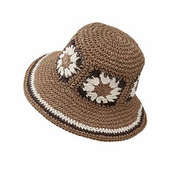 Women Bucket Hat Wide Brim Crochet Pattern Lightweight Casual Sun Hat