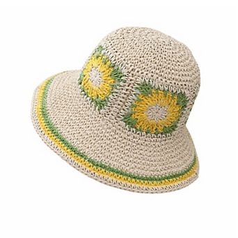 Women Bucket Hat Wide Brim Crochet Pattern Lightweight Casual Sun Hat