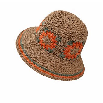 Women Bucket Hat Wide Brim Crochet Pattern Lightweight Casual Sun Hat