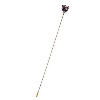 Hat Pin Retro Hollow Out Design Long Stick Pin with Artificial Ruby Vintage Style Flower Brooch