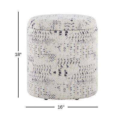 Loheer Round Storage Ottoman with Removable Lid, Upholstered Accent Footrest