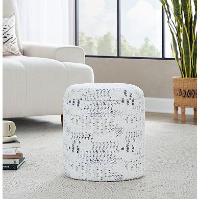 Loheer Round Storage Ottoman with Removable Lid, Upholstered Accent Footrest