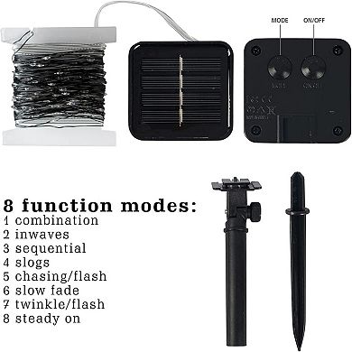 2 Pack Solar String Lights Outdoor, Total 80FT 240LED Solar with 8 Modes