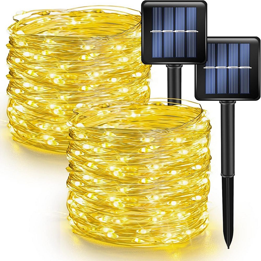 2 Pack Solar String Lights Outdoor, Total 80FT 240LED Solar with 8 Modes