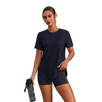 Pinspark Women's Crew Neck Short Sleeve Workout Tops UPF50+ Quick Dry Gym T Shirts