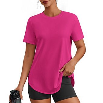 Pinspark Women's Crew Neck Short Sleeve Workout Tops UPF50+ Quick Dry Gym T Shirts