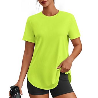 Pinspark Women's Crew Neck Short Sleeve Workout Tops UPF50+ Quick Dry Gym T Shirts