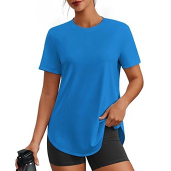 Pinspark Women's Crew Neck Short Sleeve Workout Tops UPF50+ Quick Dry Gym T Shirts