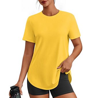 Pinspark Women's Crew Neck Short Sleeve Workout Tops UPF50+ Quick Dry Gym T Shirts