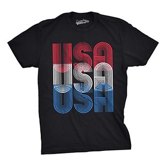 Mens USA USA Funny T shirts Red White Blue Retro Designs Cool Graphic T shirt