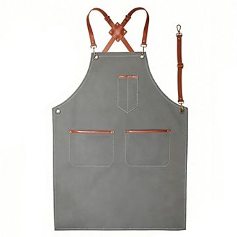 Denim Work Apron with Multi Pocket Utility Apron Full Coverage for Kitchen Studio Workshop and Home