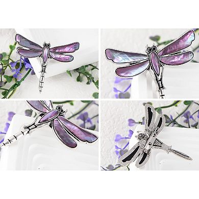 Dragonfly Brooch Retro Silver Tone Abalone Shell Versatile Brooch Pin Accessories