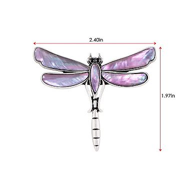 Dragonfly Brooch Retro Silver Tone Abalone Shell Versatile Brooch Pin Accessories