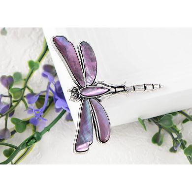Dragonfly Brooch Retro Silver Tone Abalone Shell Versatile Brooch Pin Accessories