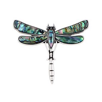 Dragonfly Brooch Retro Silver Tone Abalone Shell Versatile Brooch Pin Accessories