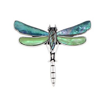 Dragonfly Brooch Retro Silver Tone Abalone Shell Versatile Brooch Pin Accessories