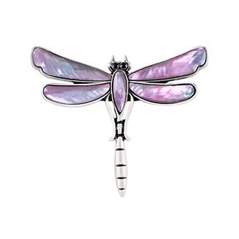 Dragonfly Brooch Retro Silver Tone Abalone Shell Versatile Brooch Pin Accessories