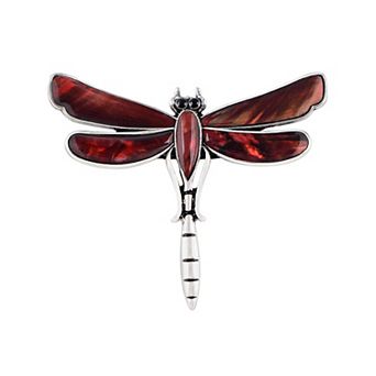 Dragonfly Brooch Retro Silver Tone Abalone Shell Versatile Brooch Pin Accessories