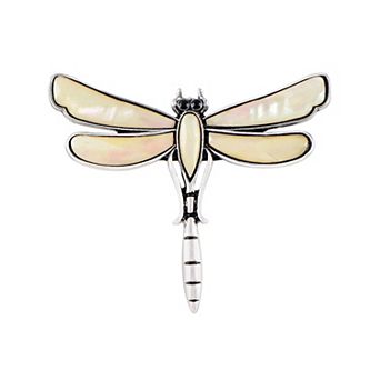 Dragonfly Brooch Retro Silver Tone Abalone Shell Versatile Brooch Pin Accessories