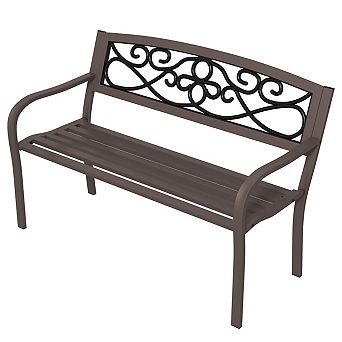 Outdoor Garden Bench 2 Seat Floral Back Patio Seating