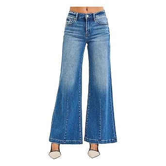 RISEN Full Size Mid Rise Wide Leg Jeans with Flared Look Plus Size