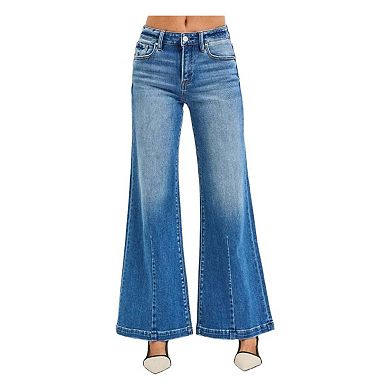 RISEN Full Size Mid Rise Wide Leg Jeans with Flared Look Plus Size