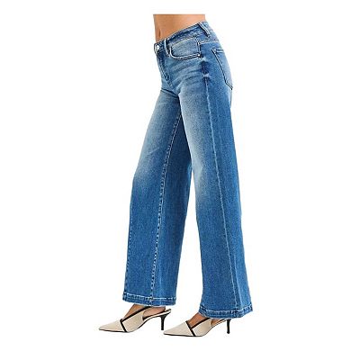 RISEN Full Size Mid Rise Wide Leg Jeans with Flared Look Plus Size