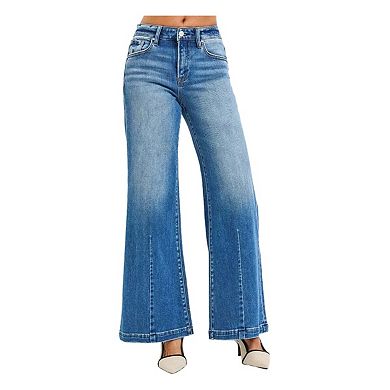 RISEN Full Size Mid Rise Wide Leg Jeans with Flared Look Plus Size
