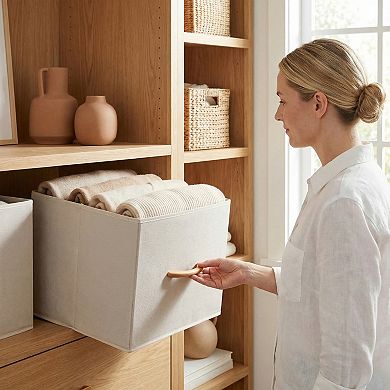 Storage Cube, Fabric Storage Bin with Handles for Shelves Closet 3 Pcs Collapsible Storage Basket