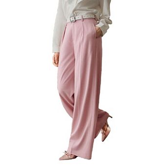Women's Wide Leg Striped Pants High Waist Business Work Casual Long Palazzo Trousers with Pockets