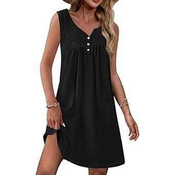 Ekouaer Nightgown for Women Tank Night Gown Sleep Shirt Button Night Shirt Soft Sleep Dress