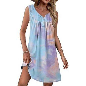 Ekouaer Nightgown for Women Tank Night Gown Sleep Shirt Button Night Shirt Soft Sleep Dress